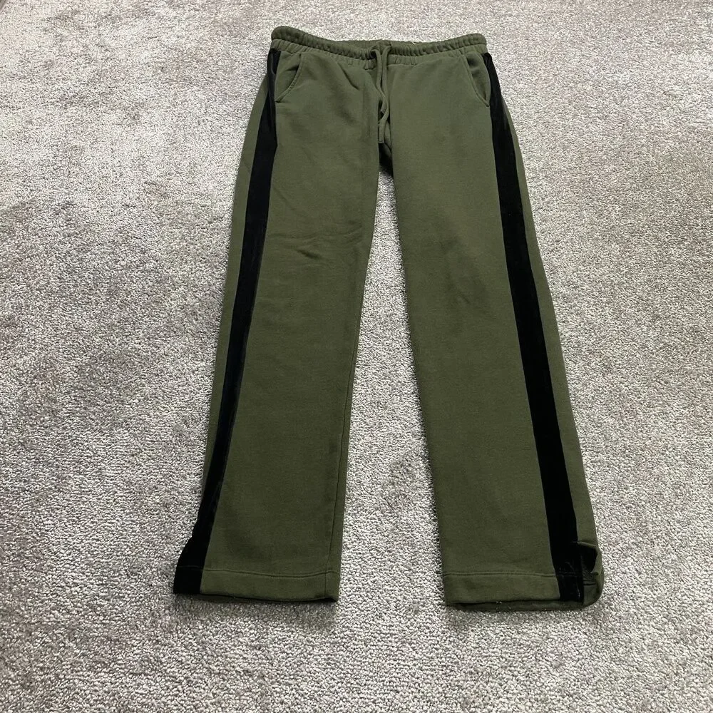 St. John's Bay Sweatpants Womens Small Green with Velvet Stripes Lounge 32x31
